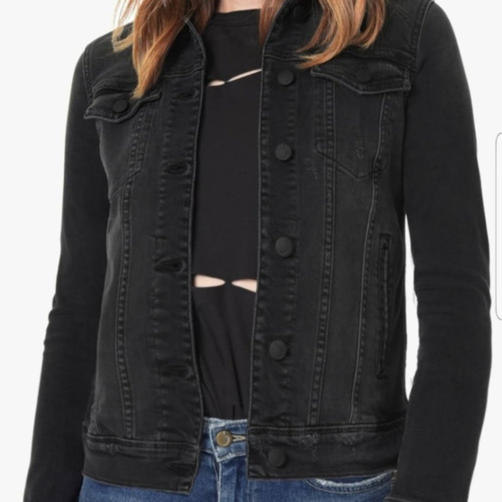 Joe's Jean's Distressed Black Jean Jacket - Picture 2 of 6